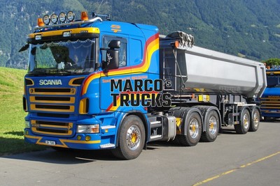 LKW Foto Scania R 500 Kippanhänger Schweiz blau Saxer Transport AG 8953 D #j7vc
