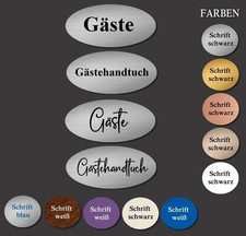 G&auml;stehandtuch G&auml;ste Schild 12 Farben zur Auswahl 60x25mm selbstklebend graviert