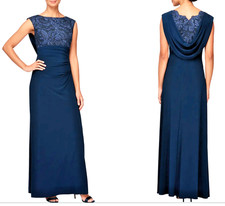 Alex Evenings Sequin Floral Bodice Cowl Back Gown Dress Sz 8  299   1018