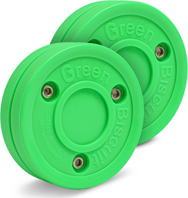 Green Biscuit Passer-2 Pack | Off-Ice Stickhandling & Passing Puck | the Is Grea