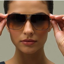 Luxury UV400 Sunglasses Women Gradient Brown Lenses Gold Frame Designer Style