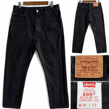 Vintage USA Levi  s 505 Black Denim Jeans Regular Fit Straight Leg 5-Pocket 36x32