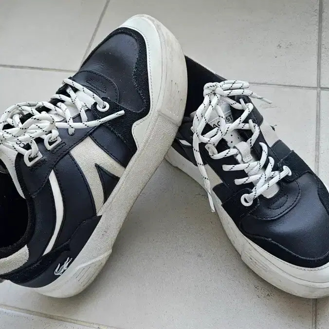 Lacoste Black Sneakers - Casual Athletic Shoes, Size 230 (Larger Fit)