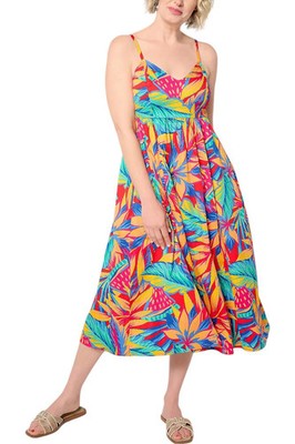 Destination 365 Women's Printed Chevron Smocked Bodice Sundress
