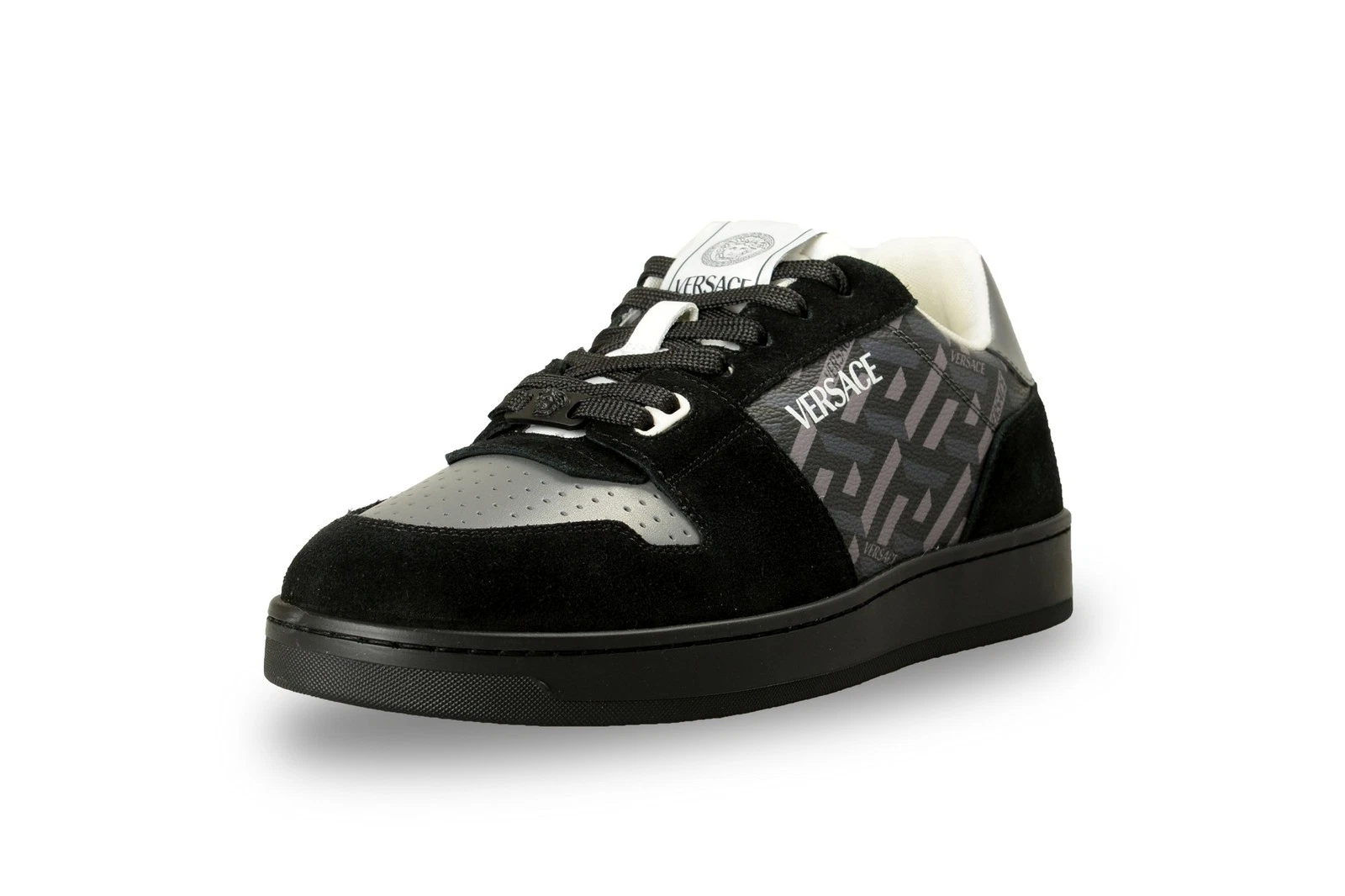Versace — Versace Men's "The Greek Print" Leather & Suede Sneakers Shoes US 12 IT 45