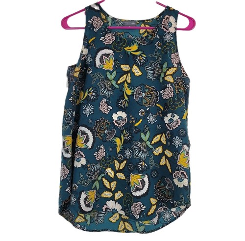 Van Heusen Floral Tank Damen M Ärmellos Boho Grün Senf Gelb Hippie Y2K
