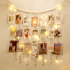 Hanging Photo Display Boho Macrame Wall Decor Room Collage Picture Frame Holder