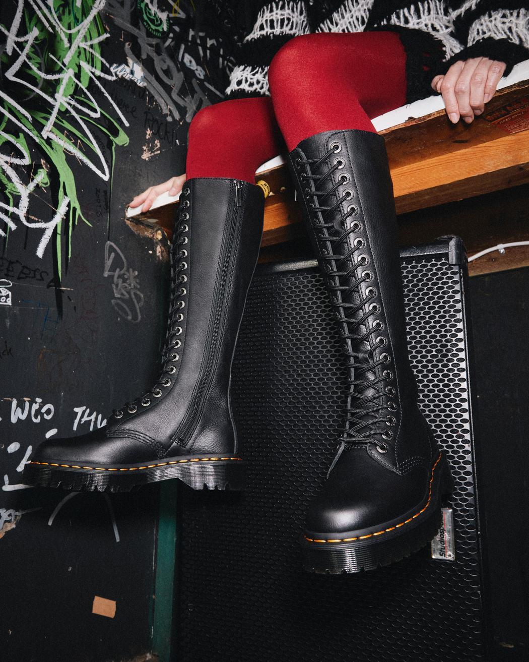 Dr. Martens Women's 1B60 BEX 20-Eye Platform Quad Black Pisa Leather Boots  | eBay