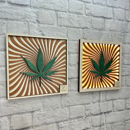 Quadro in Legno Regalo per Cannabis Club Decorazione da Parete Compleanno Foglia di Marijuana - Foto 2 di 14