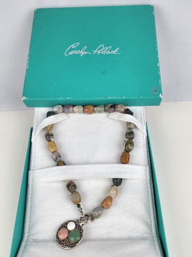 Carolyn Pollack Sterling Silver Charm Multi-stone Pendant Necklace w/ box