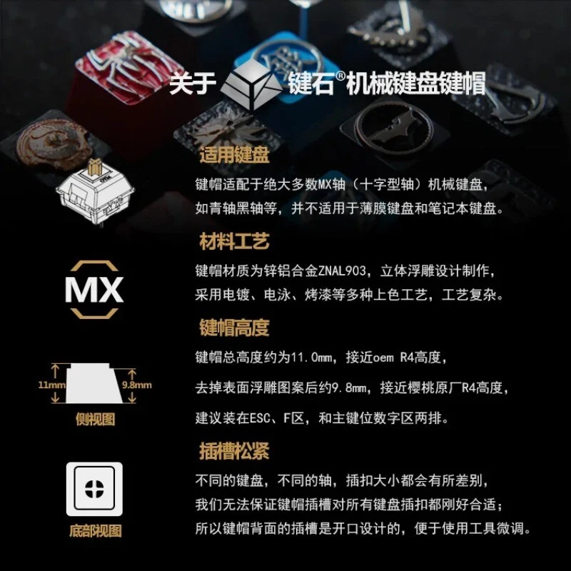 Upgrade your typing with R4 height zinc aluminum alloy mechanical keyboard keycaps for a stereoscopic feel