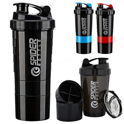 3 Layers Shaker Protein Bottle Powder Shake Cup Large Capacity Water Bottle Mixi