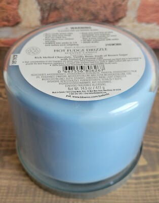 bath and body works hot fudge drizzle scented 3 wick candle 14.5