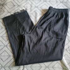 Vintage Field Manor Black.silk Cotton Pants With Beaded Fringe Size M