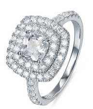 925 Sterling Silver Square Halo Cz Wedding Band Engagement Ring Sz 2.5-15 SE02A