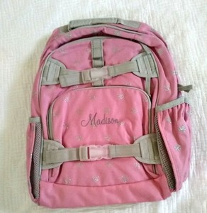 New Pottery Barn Kids Girls Large Backpack Monogram Madison Pink