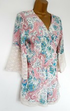 Ladies Paisley Shorts Playsuit Sz M Blue Vanilla Boho Vgc 