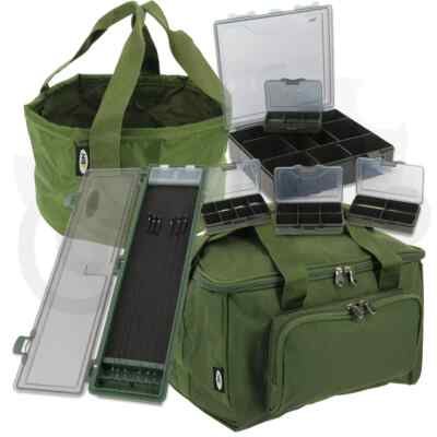 Carp Fishing 4+1 Tackle Box Set + Medium Carryall Stiff Rig Wallet & Bait Bowl