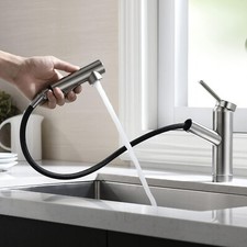 CREA Kitchen faucets, Bar Sink Faucet, Kitchen Sink Faucet Pull Out Chrome Si...