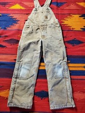 Carhartt YYR27 Brn yuoth Sz L Reg Canvas Double Knee Bib Overalls