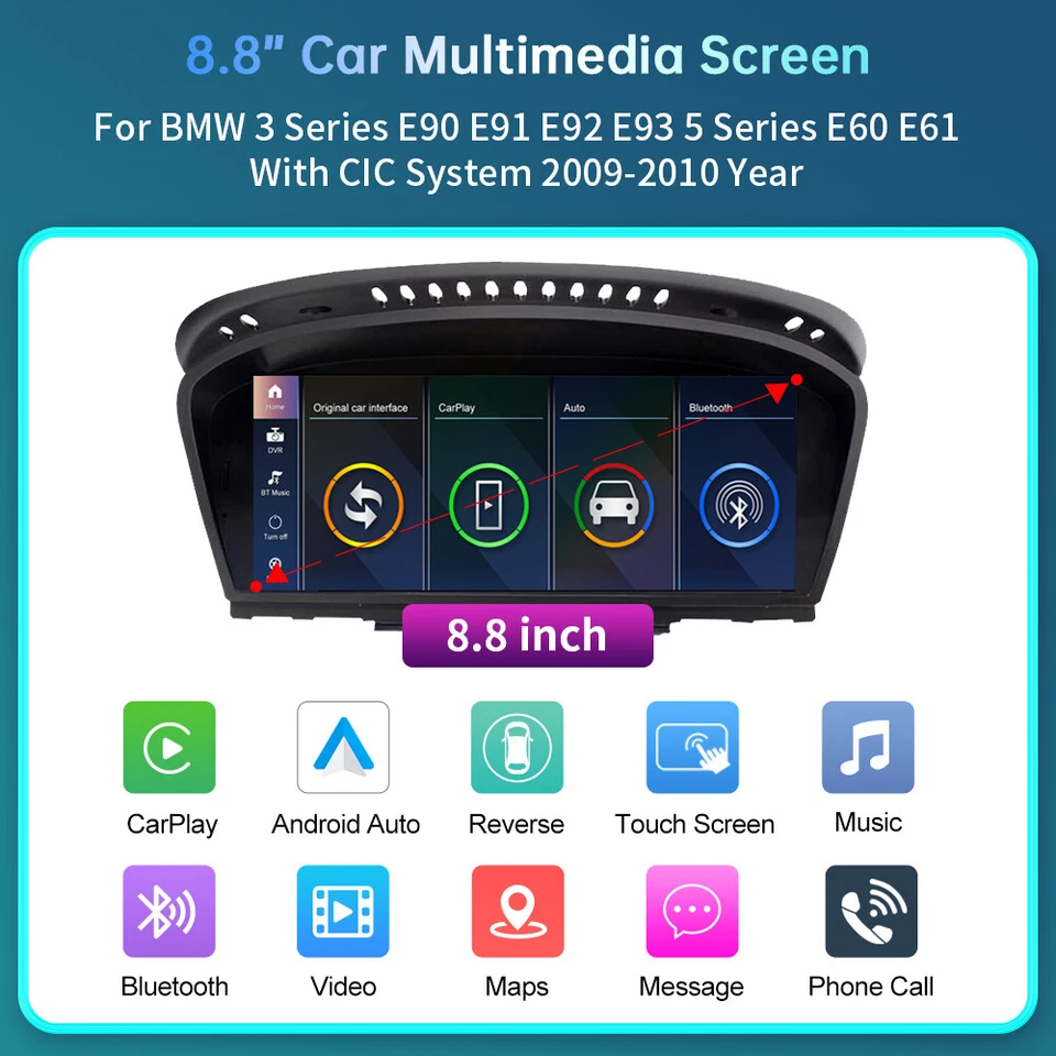 Für BMW CIC 3 5er E90 E91 E92 E93 E60 E61 Wireless CarPlay Auto Touchscreen - Bild 4 von 4