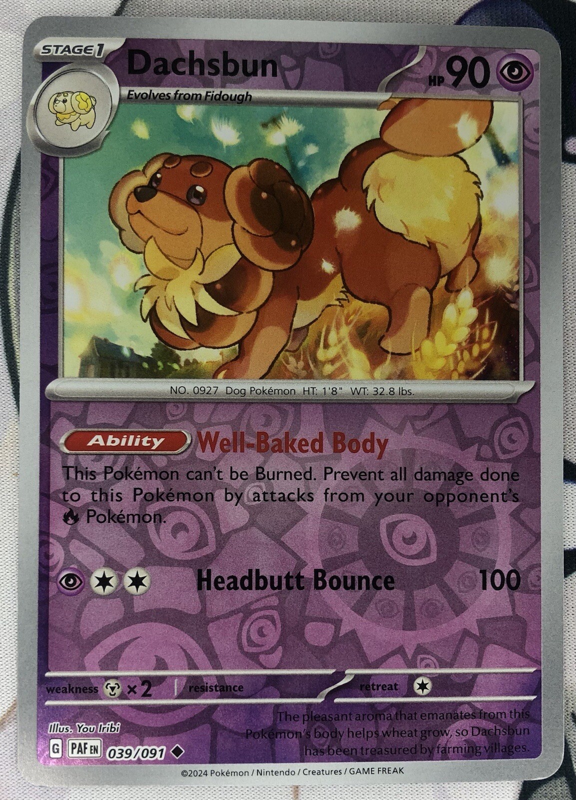 Pokémon TCG Dachsbun Scarlet & Violet Base Set 039/091 Reverse Holo Uncommon