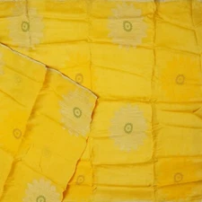 Namaste Vintage Yellow Sarees 100% Pure Silk Woven Indian Sari 6YD Craft Fabric
