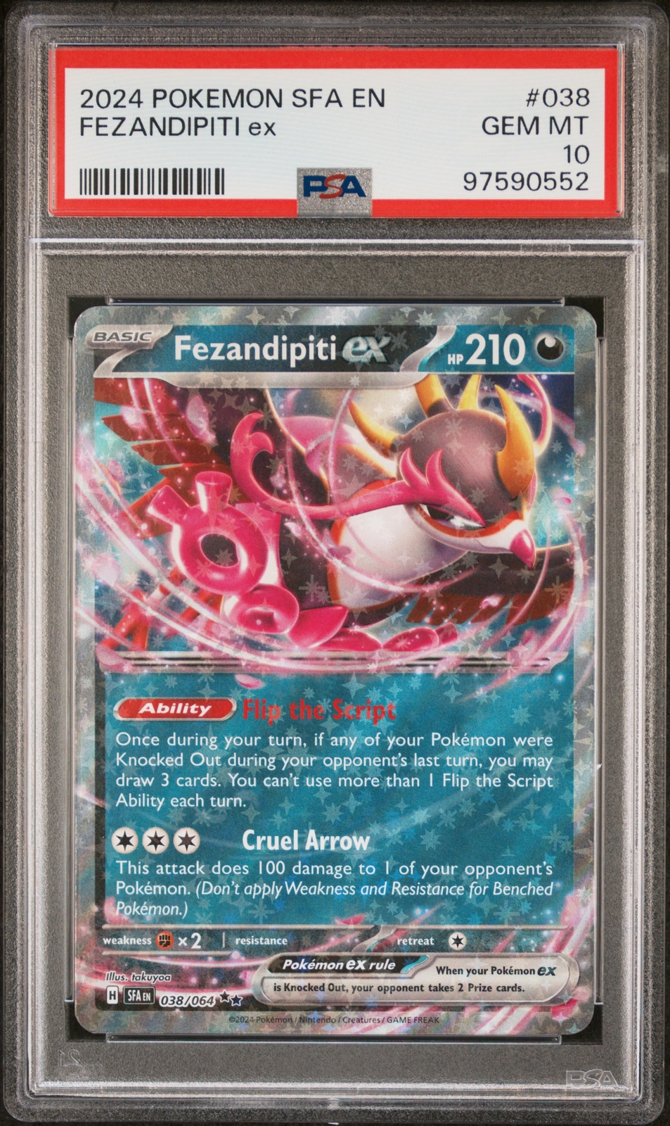 2024 POKEMON SHROUDED FABLE SFA EN #38 FEZANDIPITI ex PSA 10 POP 31!