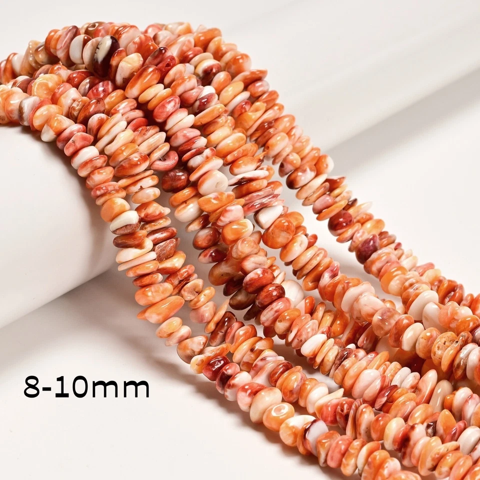 Natural Spiny Oyster Chips Shape Beads Size 5-6mm 7-8mm 8-10mm 16" Strand - Image 3 of 4