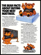 1987 King Koil BedQuarters Mattress Vintage PRINT AD Bear Illustration 1980s