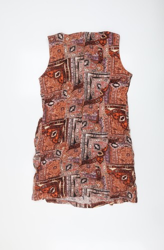 Dorothy Perkins Womens Orange Geometric Viscose A-Line Size 16 Round Neck Zip - Picture 2 of 10