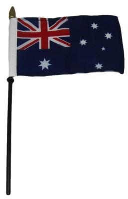 2 Pack Australia Country 4''x6'' Flag Desk Set Table Wooden Stick Staff