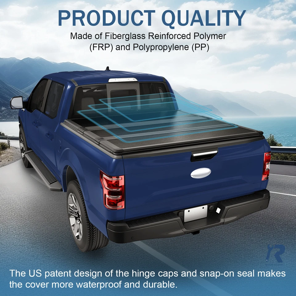 Cubierta Tonneau triple plataforma de camioneta de 5,5 ft para Ford F-150 04-14 06-14 Lincoln Mark Foto 4 de 4