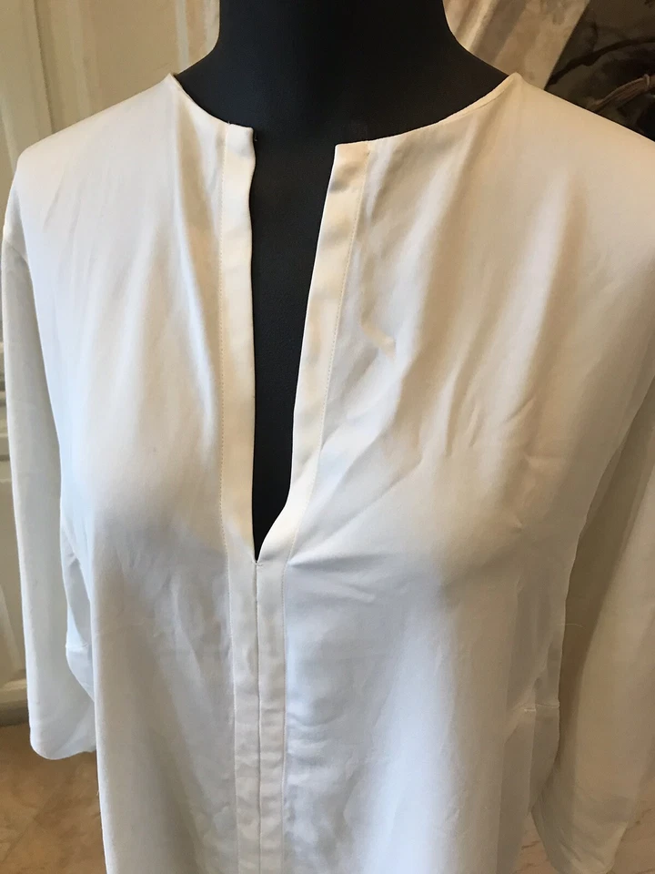 Blusa Helmut Lang marfil de seda de gran tamaño (S) Foto 3 de 4