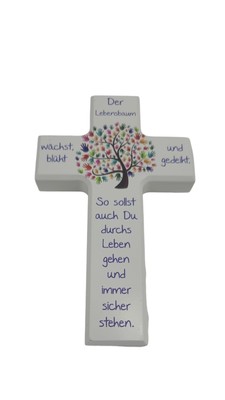 MaMeMi Kinder Holzkreuz 15cm ''Der Lebensbaum''