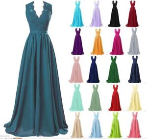 Lace/Long Formal Wedding Evening Ball Gown Party Prom Bridesmaid Dress Size 6-26 