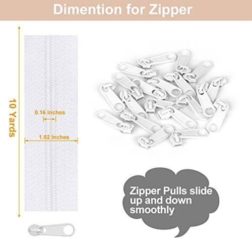 10Yards Bulk Zippers #3 Nylon Coil Zippers By The Yard With 20PCS Zipper Slide. - 第 5/10 張圖片