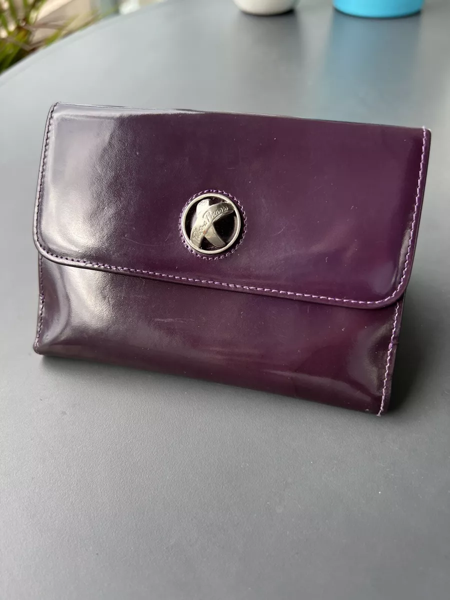 PALOMA PICASSO Wallet Patent Leather Eggplant Purple 5.25x4 Small Italy