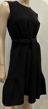 CH CAROLINA HERRERA Round Neck Sleeveless Tie Waist Pleated Hem Dress 2 UK6