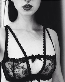 Agent Provocateur 34D bra briefs suspender belt black tattoo lace ROSA cage NEW