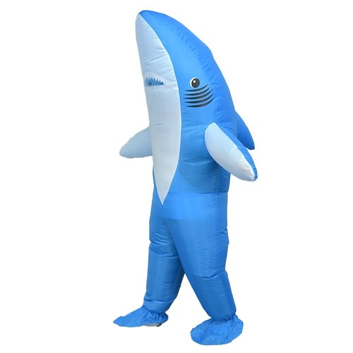 Blue Shark Inflatable Costume 7ft w/Fan - Adult Halloween Pranks, Beach ...