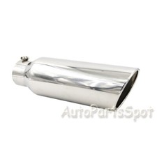 4 In 6 Out 18 Long Exhaust Tip For 4outer Diameter Tailpipe Rolled Angle Cut