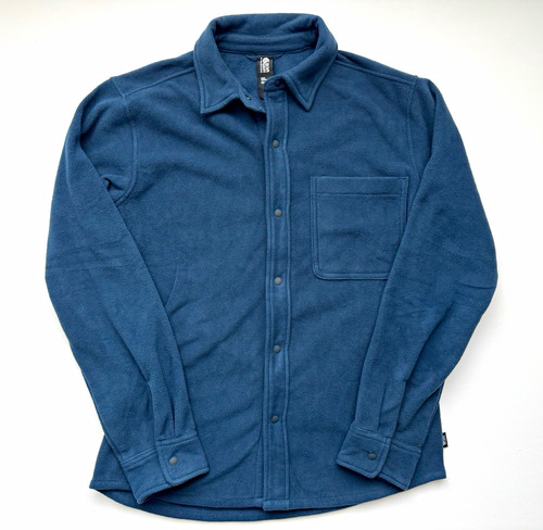 Mountain Hardwear Men's Blue Snap-Front Collared Fleece Jacket Outdoor Size S