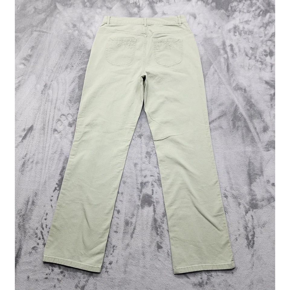 Christopher & Banks 牛仔裤女式 6 绿色中腰直筒弹力牛仔布 — 第 4/4 张图片