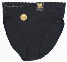 NWT Wacoal 871353 "Comfort Touch" Tencel w/ Lace Hi-Cut Brief Panty, Black