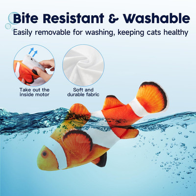 Cat Toys Flopping Fish with Silvervine and Catnip, Moving Kitten Kicker, Flop...