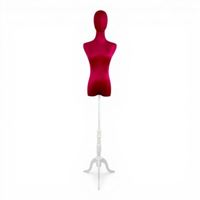 Premium roter Samt weiblicher Kunststoff Torso mit höhenverstellbarem Holzständer