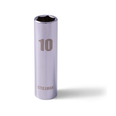 Steelman 6 Point 10mm Deep Well Chrome Socket, 1/4 in. Drive 78421