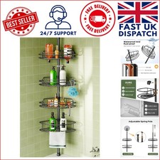 Telescopic Shower Caddy: Adjustable 4-Tier Organizer for Small Bathrooms - Black