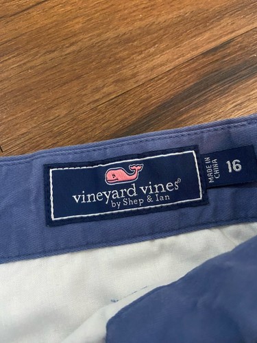 Vineyard Vines Boys Embroidered Golf Club Blue Shorts Size 16 10.5” Chino - Picture 4 of 5